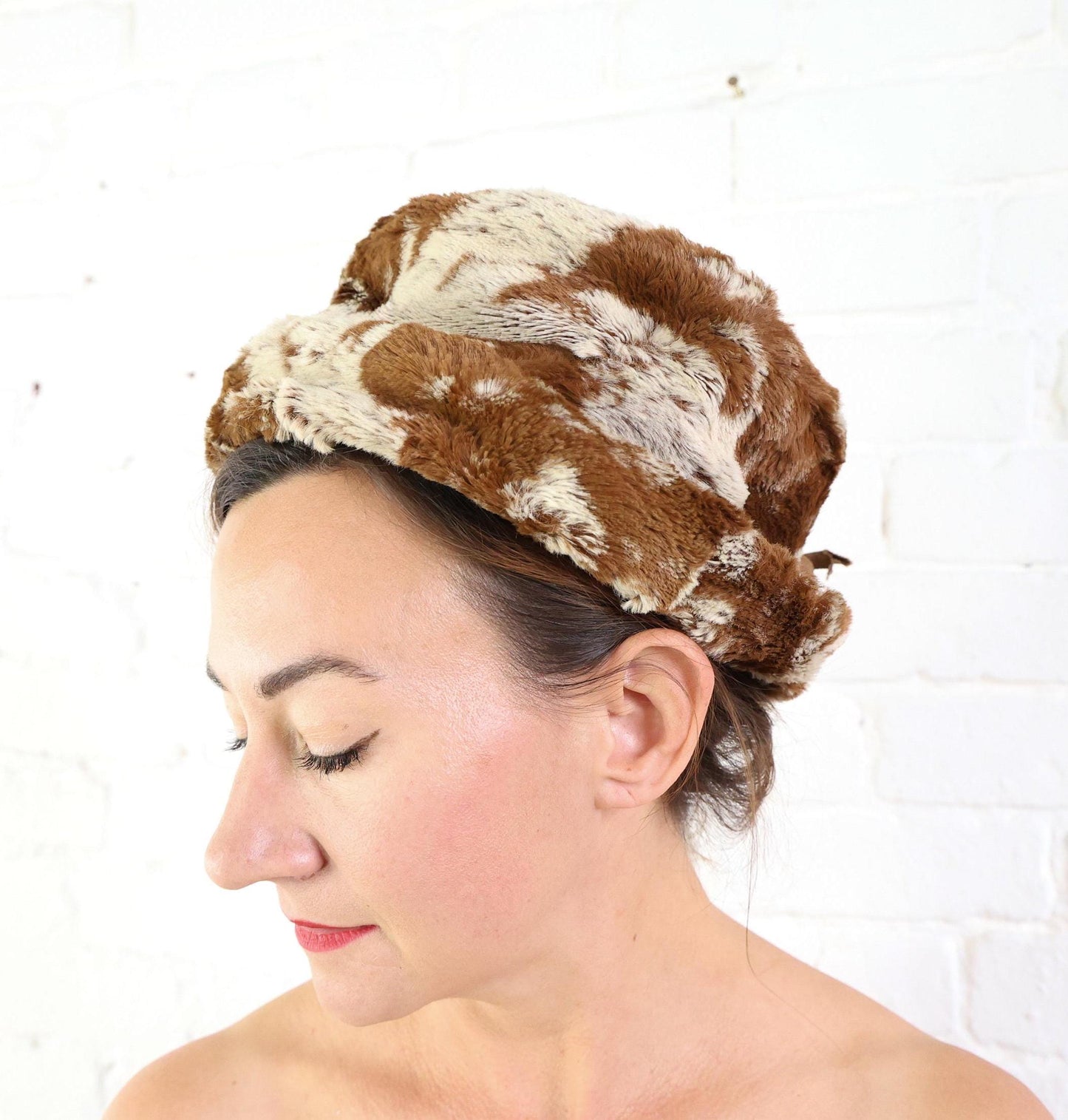 1960s Brown Faux Fur Bucket Hat