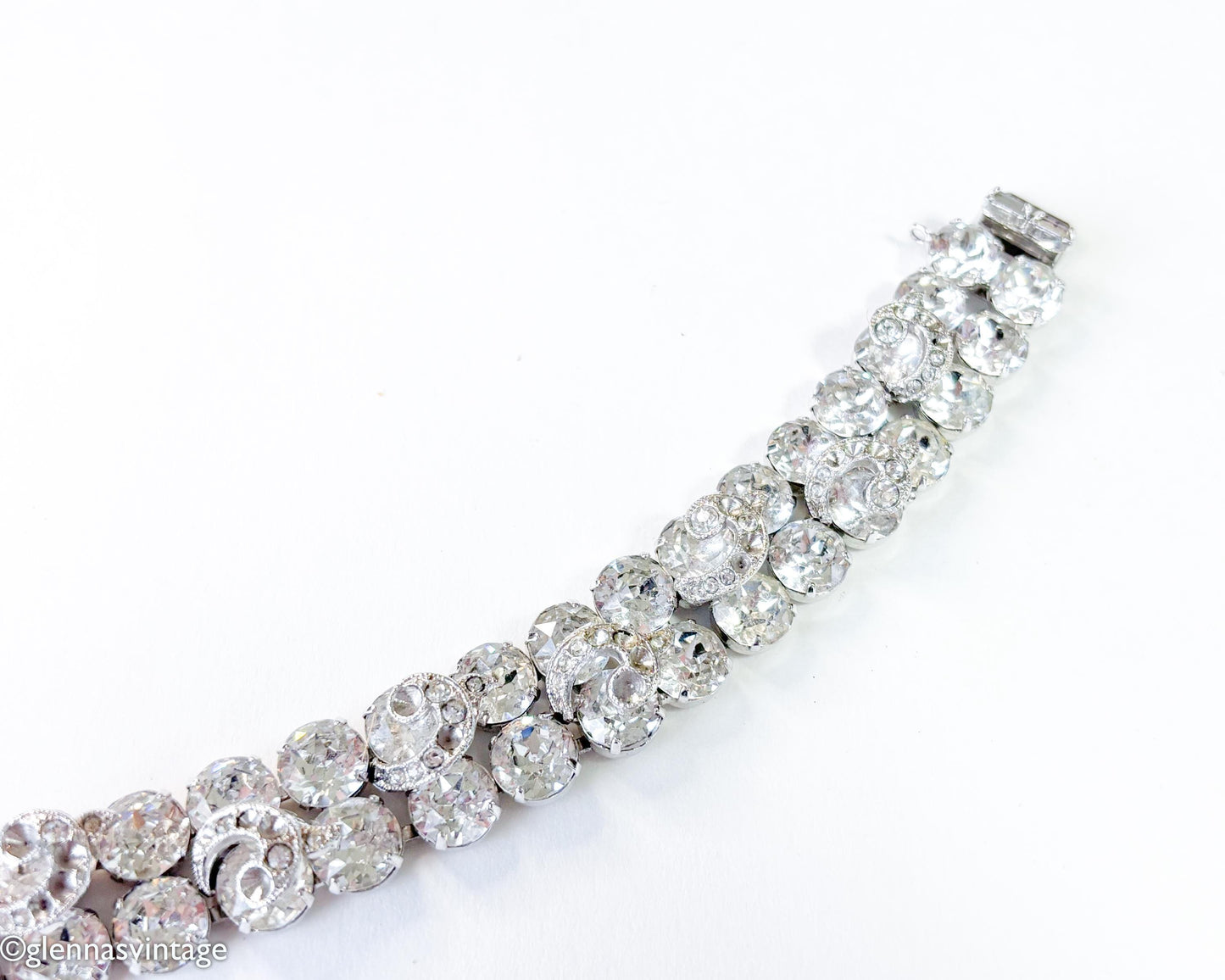 Eisenberg 1950s Rhinestone Bracelet | Silver Metal