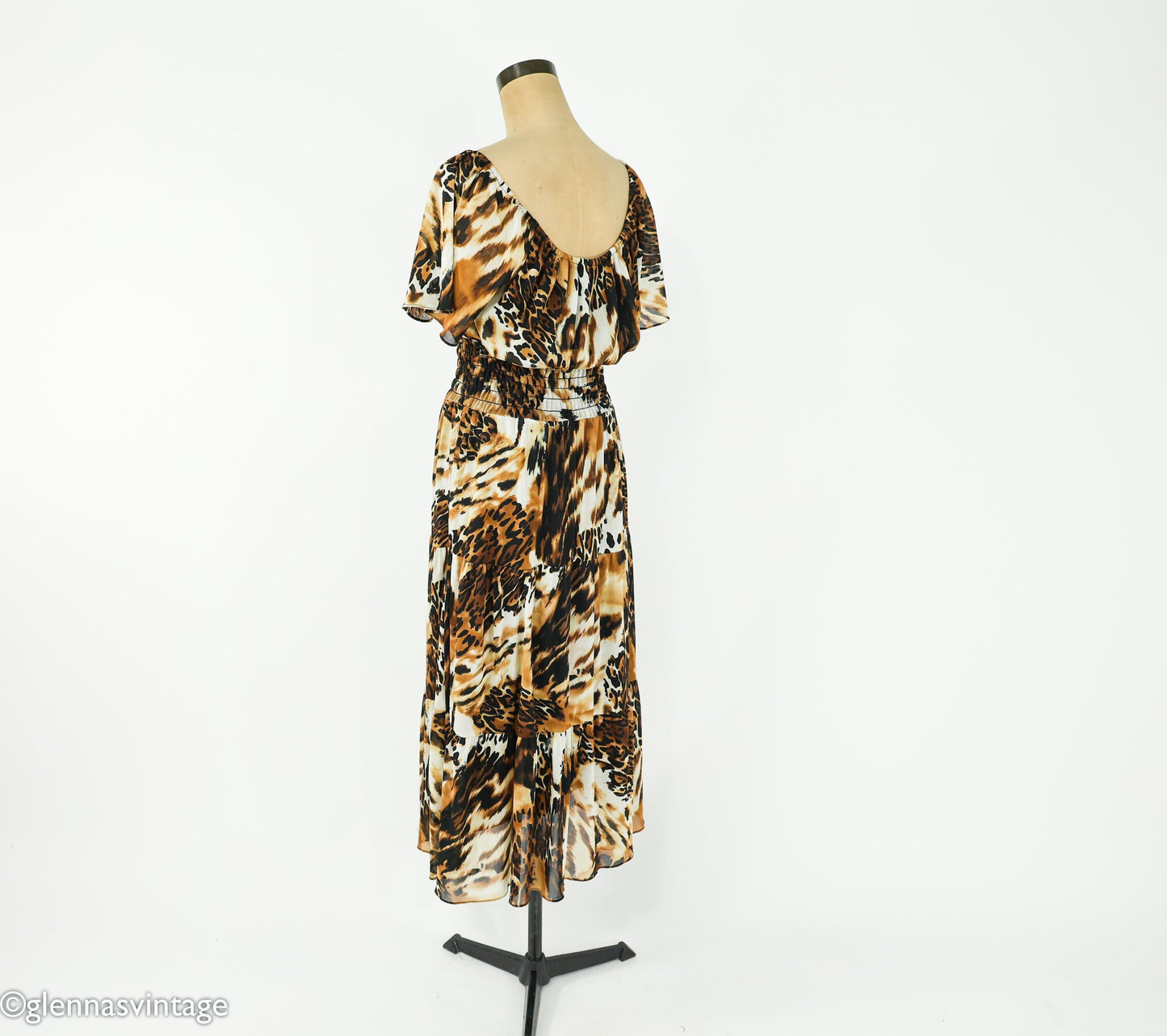 1980s Leopard Animal Print Maxi Dress, Medium