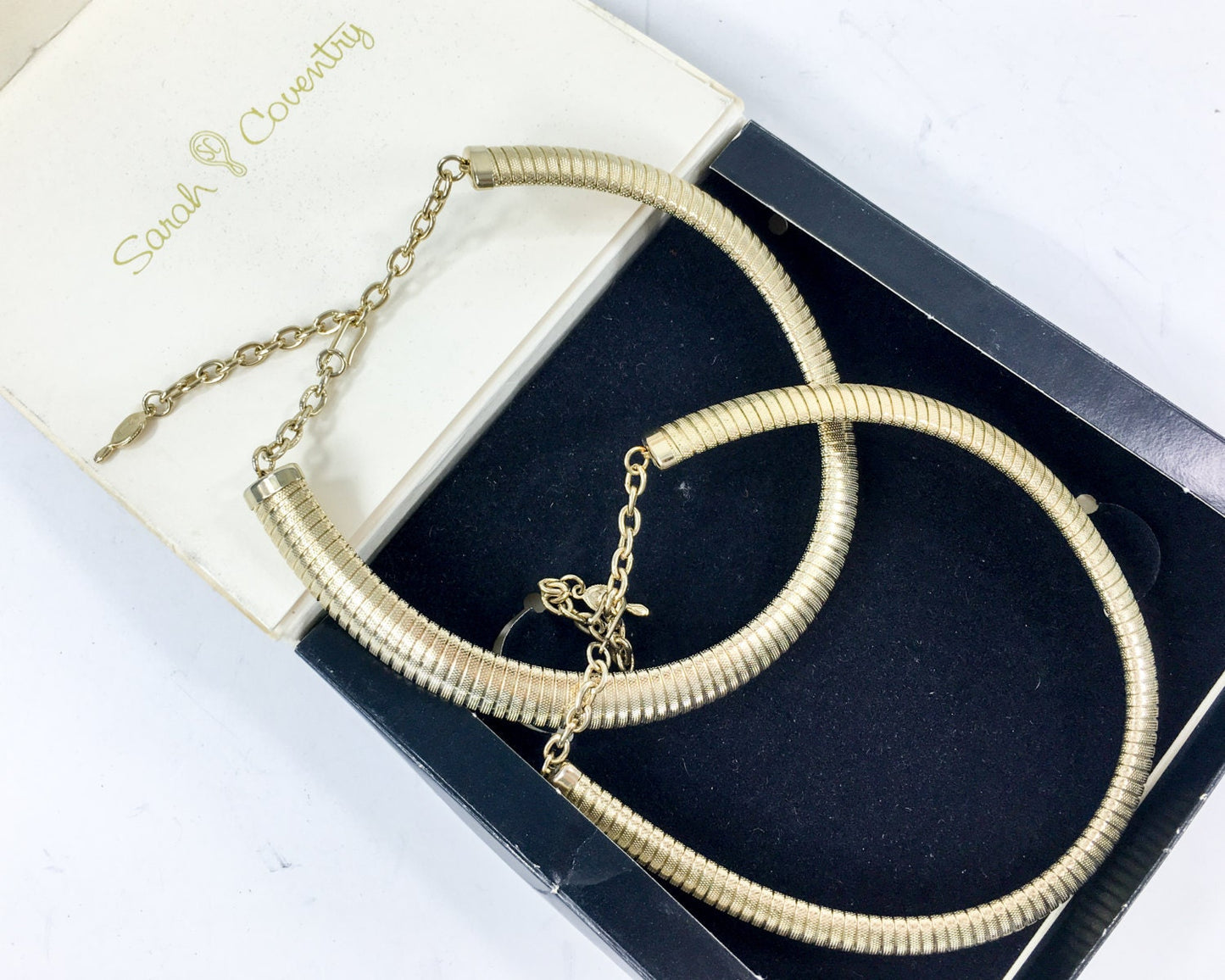 Vintage Sarah Coventry Gold Coil Choker | Adjustable 1960s Necklace