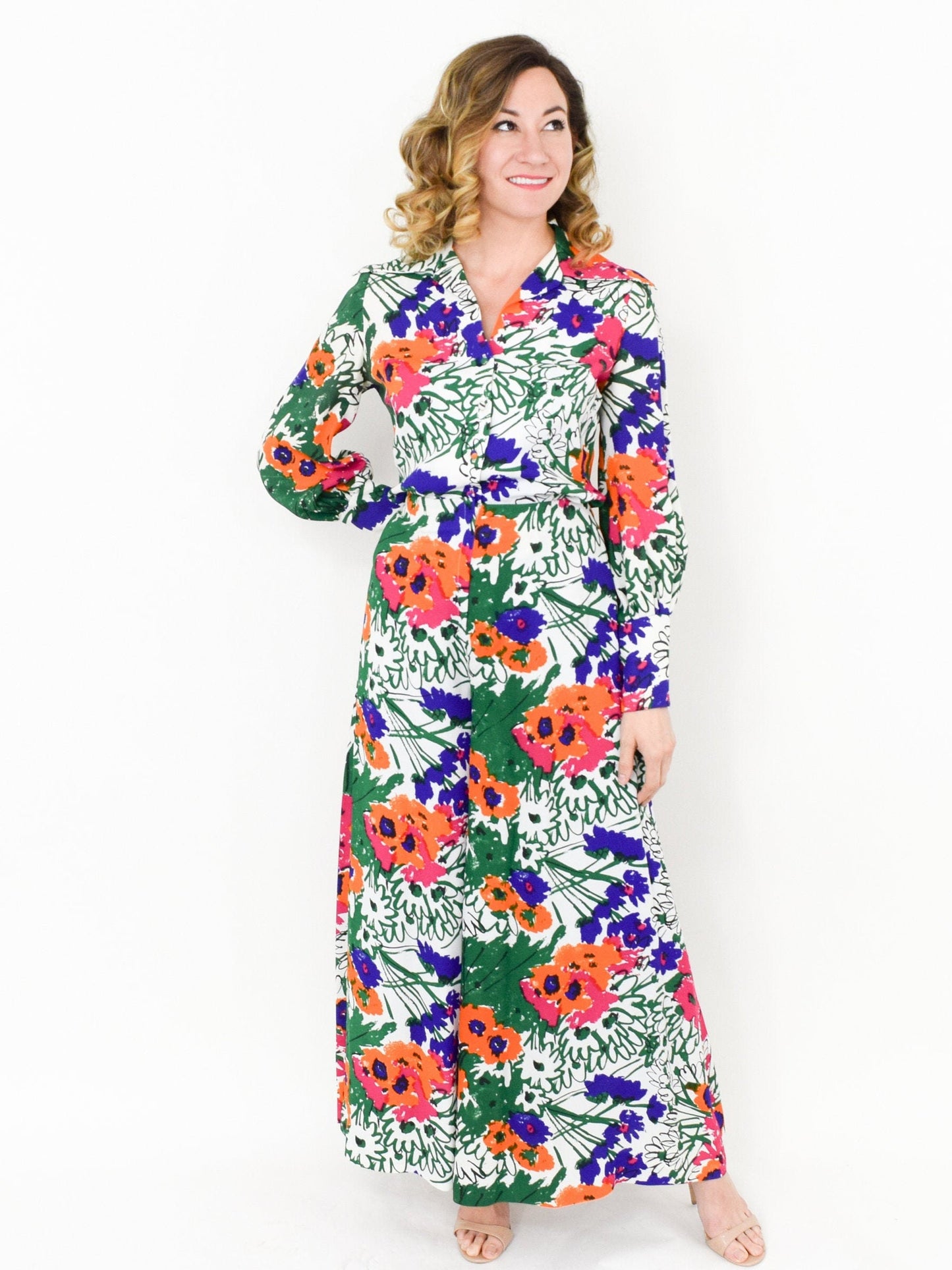 VERA Floral Palazzo Pants & Blouse Set, Medium