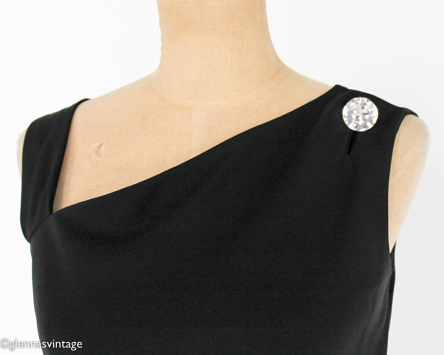 1960s Black Silk Cocktail Dress | 60s Black Sleeveless Dress | Jackie O | Larry Aldrich | Medium