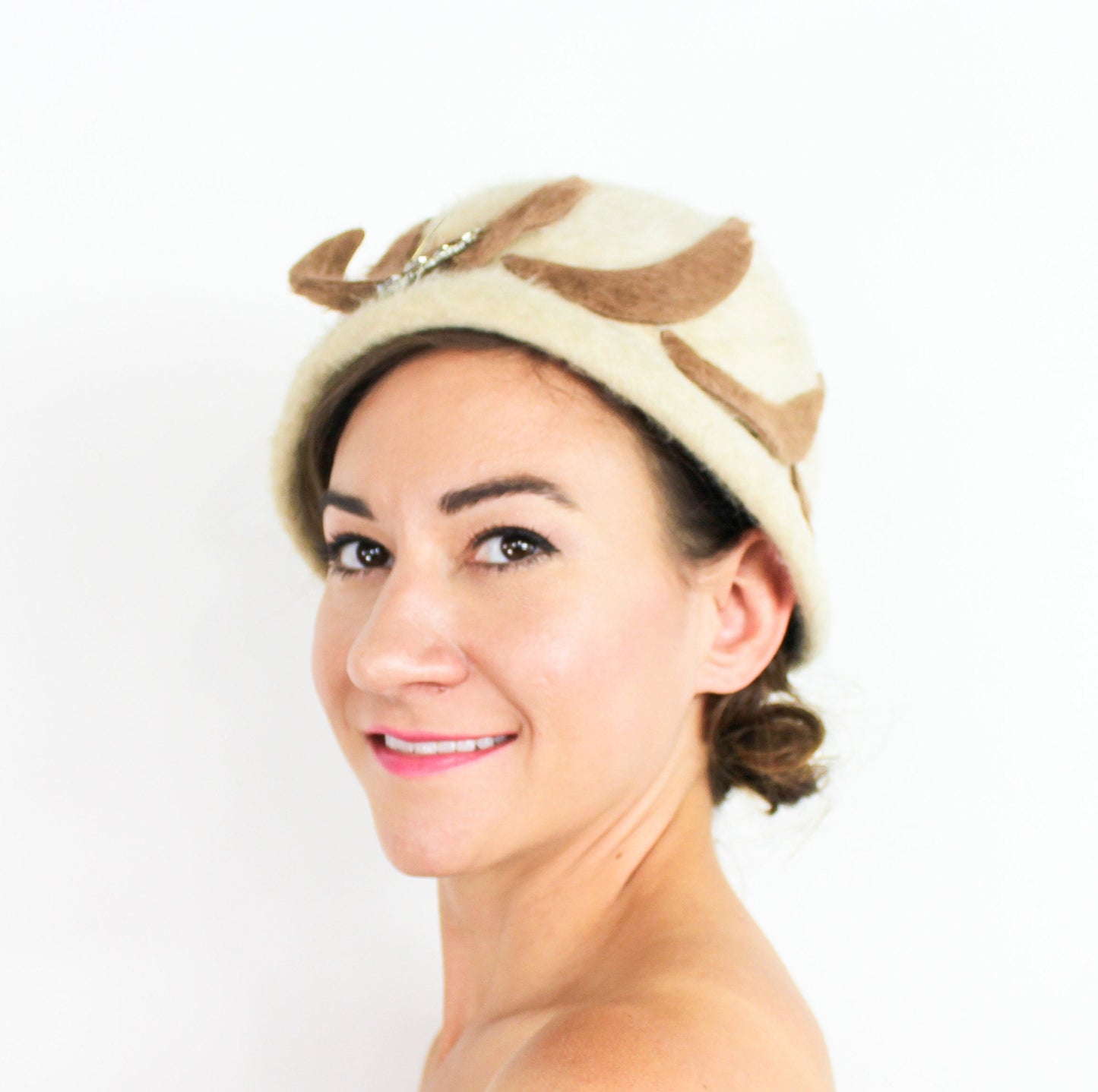 1950s Beige Mohair Bucket Hat