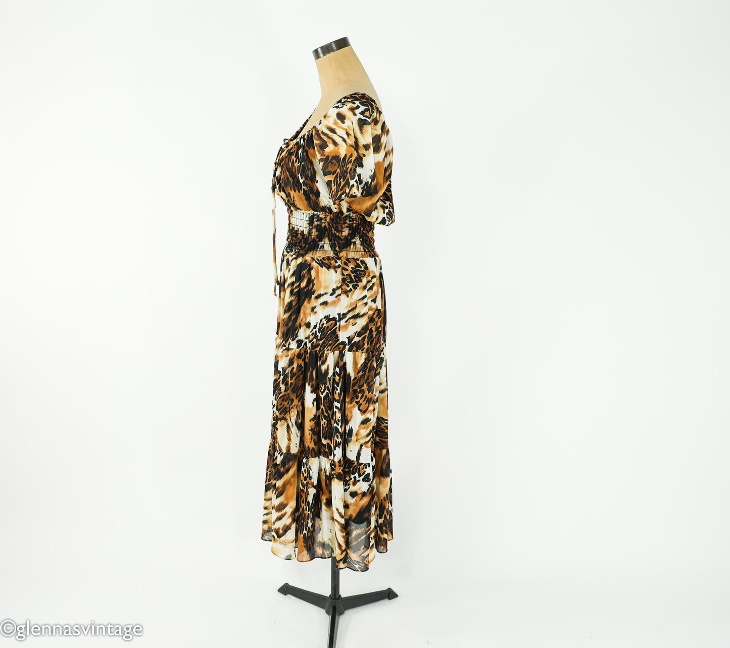 1980s Leopard Animal Print Maxi Dress, Medium