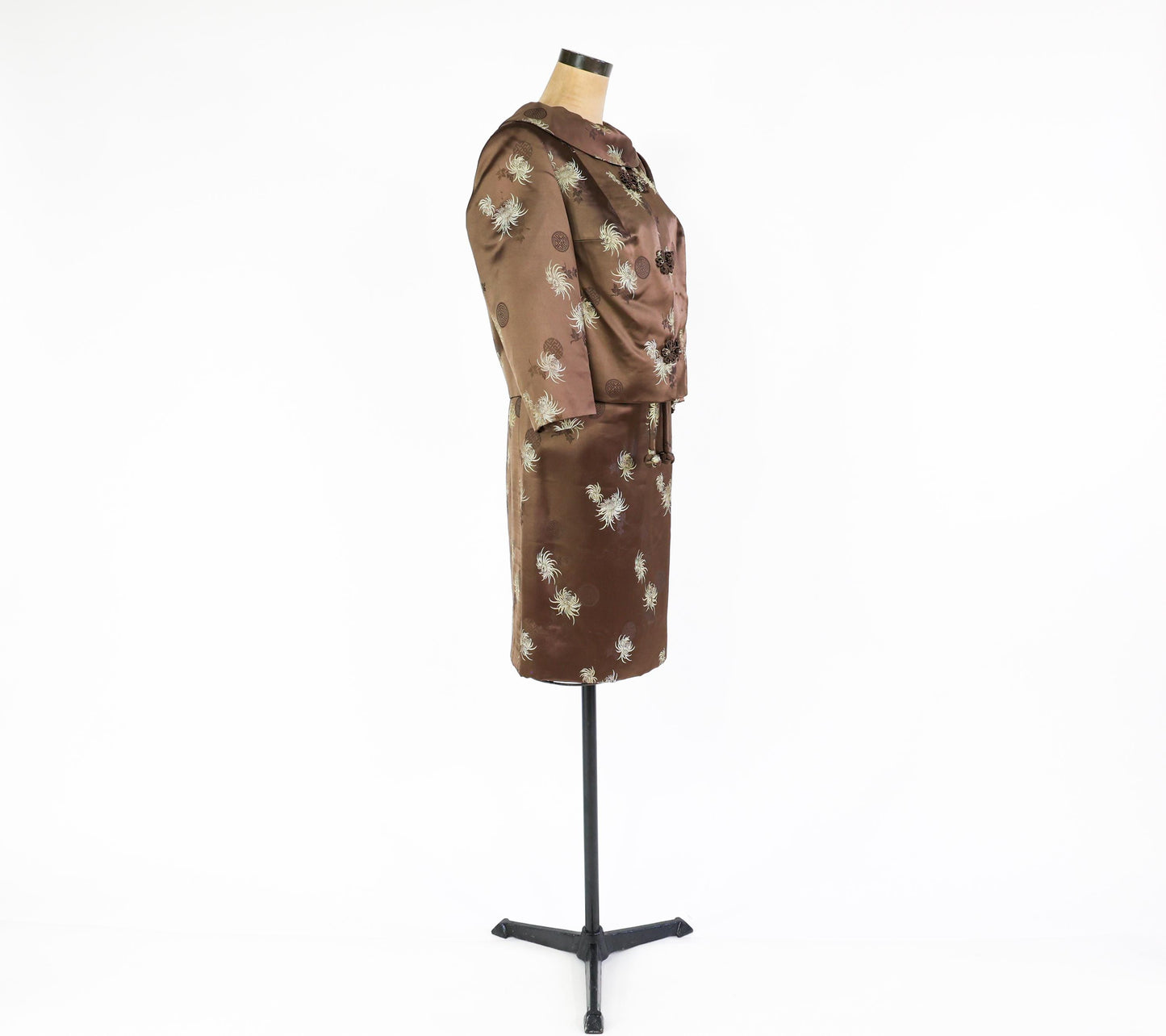 1950s Satin Jacquard Dress and Jacket Set, Plus Size