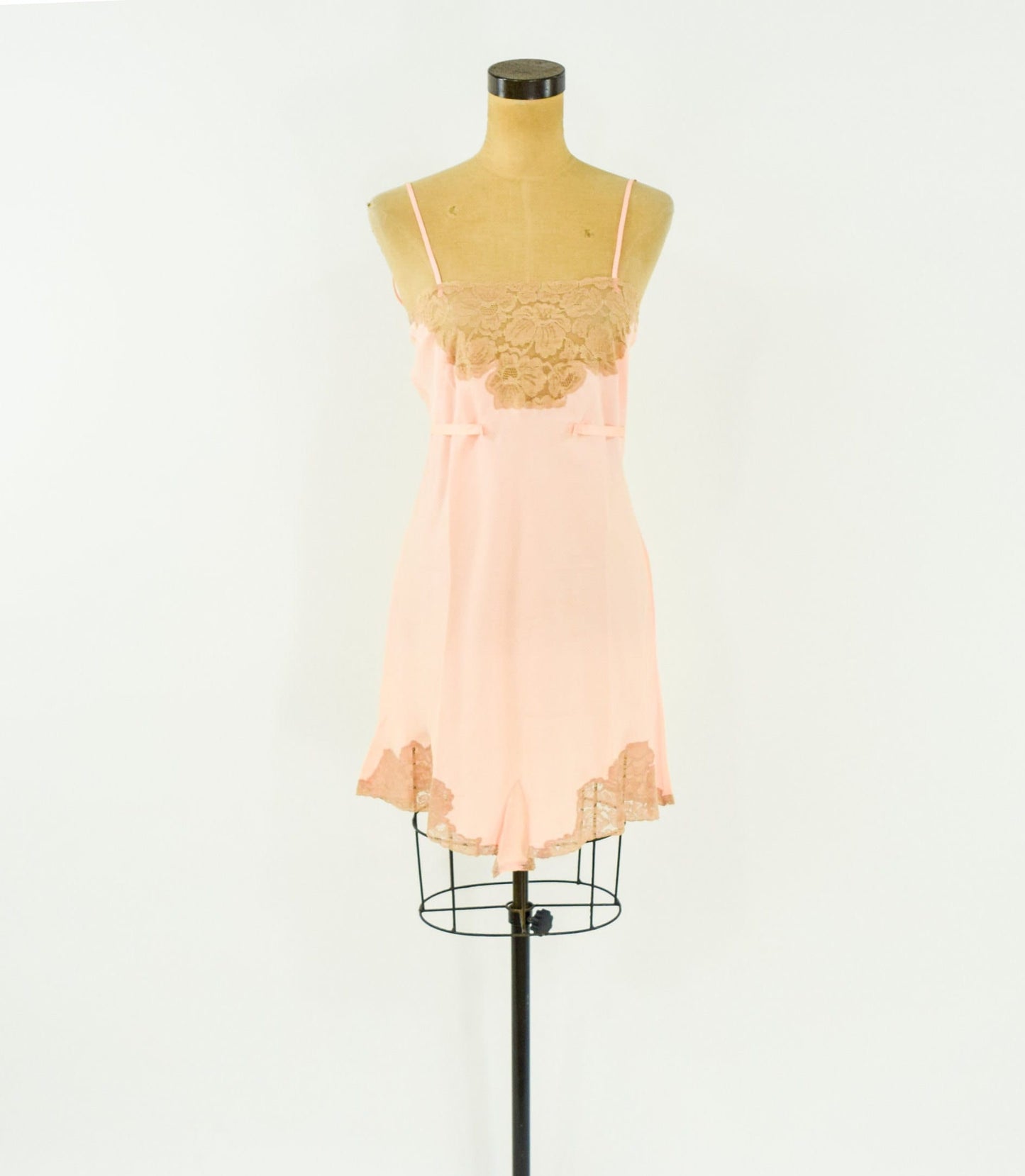 1920s Peach Pink Silk Slip, Small